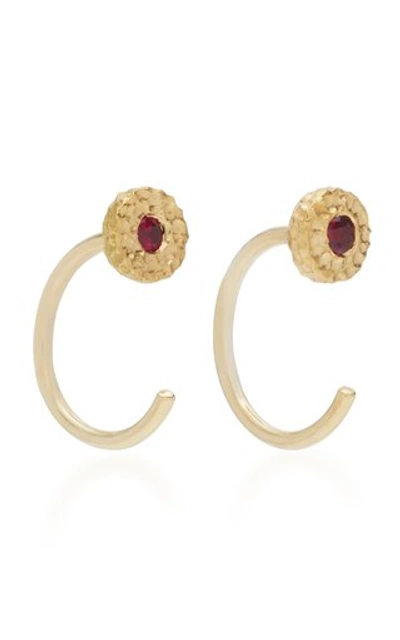 Shop Octavia Elizabeth Ruby Nesting Gem 18k Gold Ruby Earrings In Red