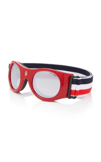 Shop Moncler Round-frame Ski Goggles In Red