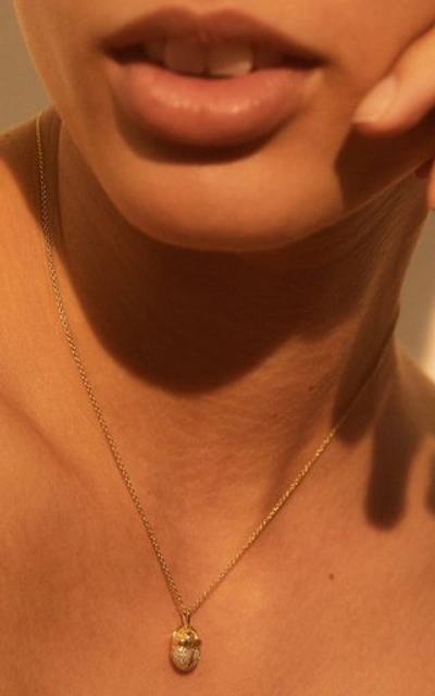Shop Pamela Love Scarab Pavã© Diamond 18k Yellow Gold Pendant Necklace