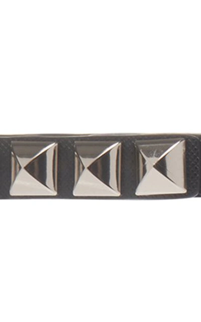 Shop Prada Studded Textured-leather Belt In Black