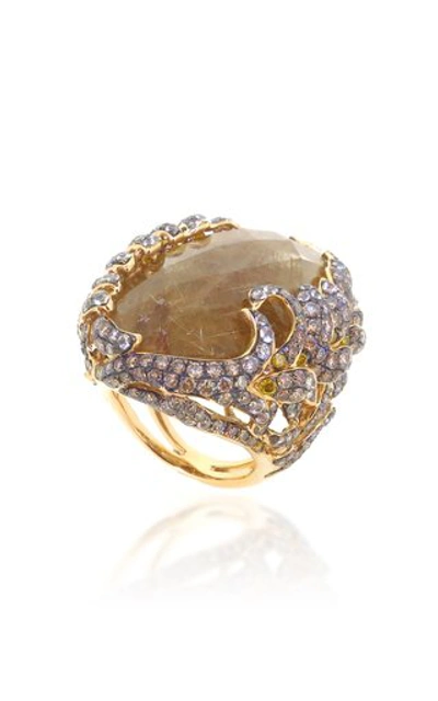 Shop Wendy Yue 18k Yellow Gold Sapphire And Diamond Ring
