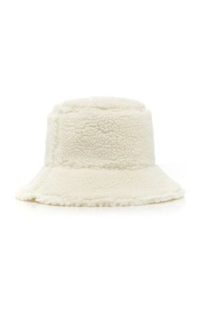 Shop Avenue Billie Reversible Faux Shearling Bucket Hat In White