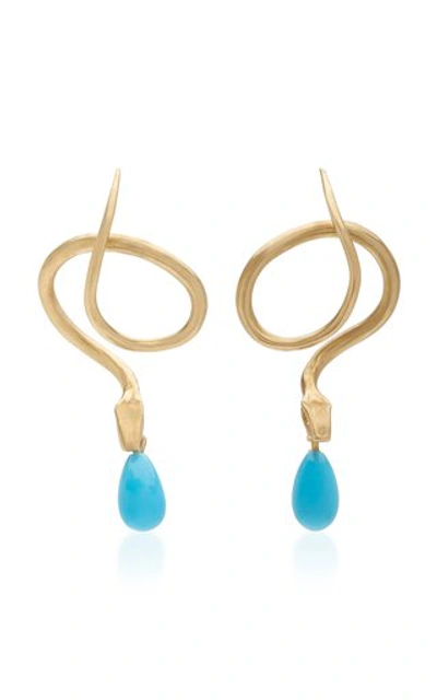 Shop Annette Ferdinandsen 14k Gold Diamond And Turquoise Earrings
