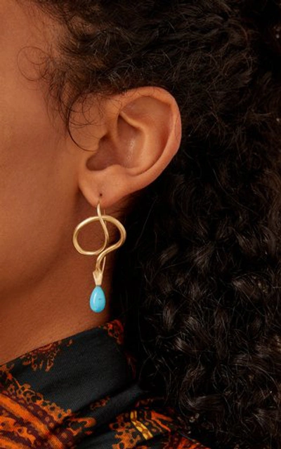 Shop Annette Ferdinandsen 14k Gold Diamond And Turquoise Earrings