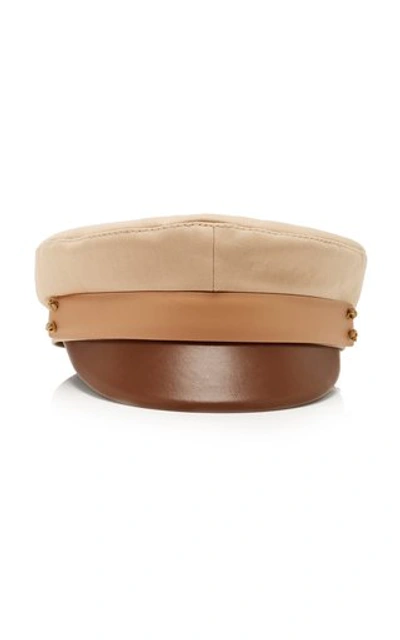 Shop Ruslan Baginskiy Hats Tri-colored Leather Baker Boy Cap In Neutral
