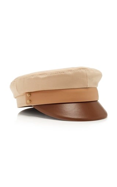 Shop Ruslan Baginskiy Hats Tri-colored Leather Baker Boy Cap In Neutral