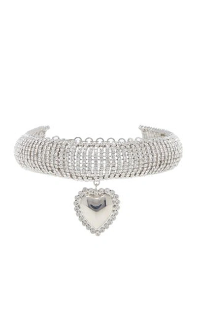 Shop Alessandra Rich Silver-tone And Crystal Choker