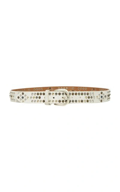 Shop Isabel Marant Devis Studded Leather Belt In White