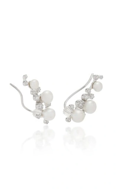 Shop Anabela Chan Women's Mini Constellation 18k White Gold Diamond; Pearl Earrings