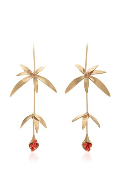 Shop Annette Ferdinandsen 14k Gold And Coral Earrings