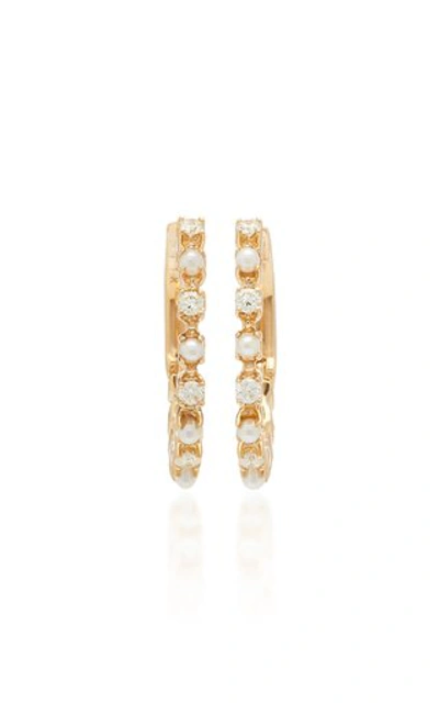 Shop Marlo Laz Full Circle 14k Gold Diamond And Pearl Earrings