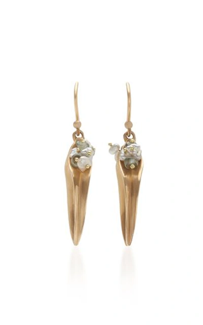 Shop Annette Ferdinandsen 14k Gold Sapphire And Pearl Earrings