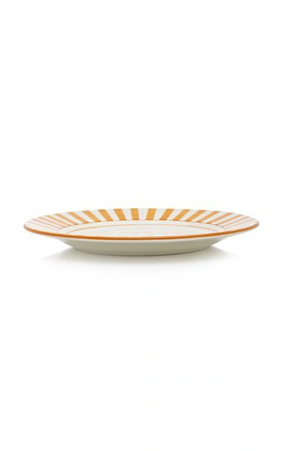 Este Ceramiche Set-of-four Striped Ceramic Dinner Plates In Orange,yellow