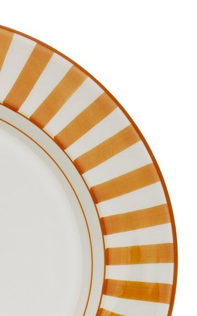 Este Ceramiche Set-of-four Striped Ceramic Dinner Plates In Orange,yellow