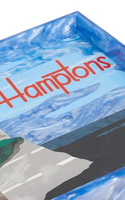 Shop Edie Parker Hamptons Large Acrylic Tray In Blue