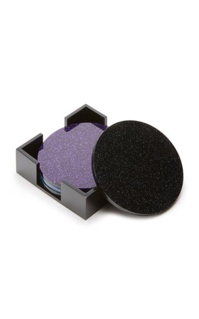 Shop Edie Parker Set-of-four Glittered Coasters In Multi