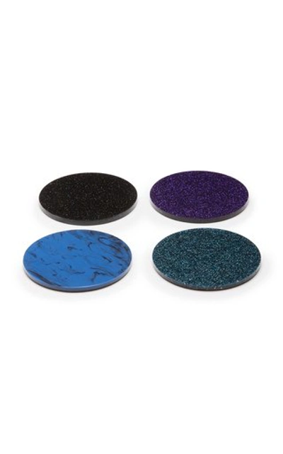 Shop Edie Parker Set-of-four Glittered Coasters In Multi