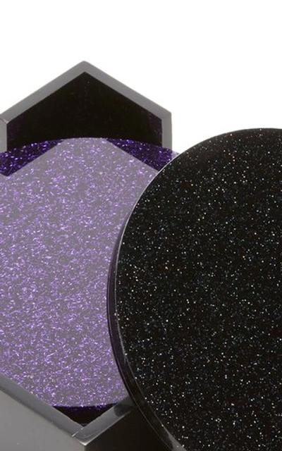 Shop Edie Parker Set-of-four Glittered Coasters In Multi