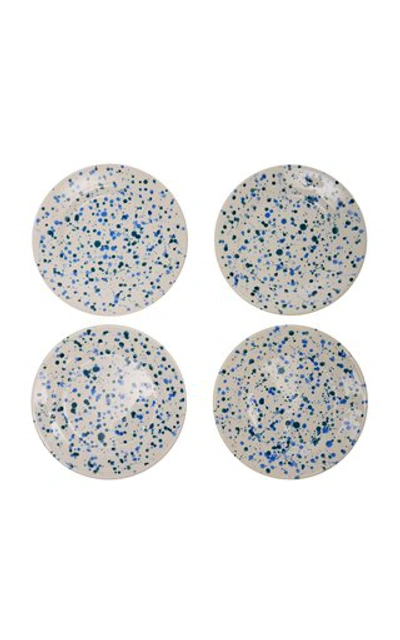 Shop Este Ceramiche Set-of-four Ceramic Dinner Plates In White,blue