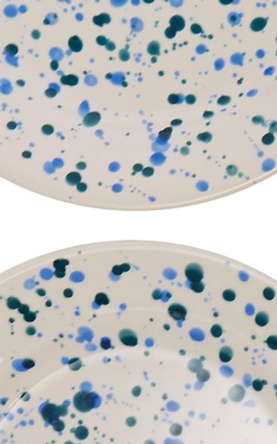 Este Ceramiche Set-of-four Ceramic Dinner Plates In White,blue