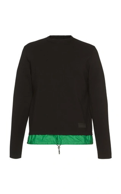 Shop Prada Black Knit Sweatshirt With Nylon Waistband