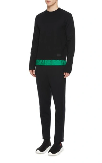 Shop Prada Black Knit Sweatshirt With Nylon Waistband