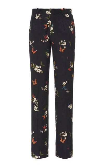 Shop Amiri Butterfly Jacquard Straight-leg Pants In Black