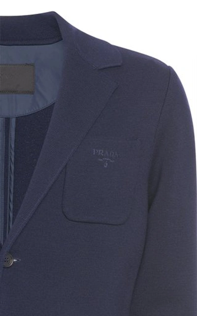 Shop Prada Knit Wool Sport Jacket In Navy