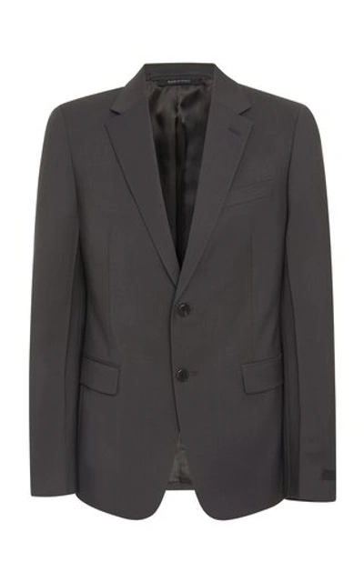 Shop Prada Notched Lapel Wool And Mohair-blend Suit In Grey