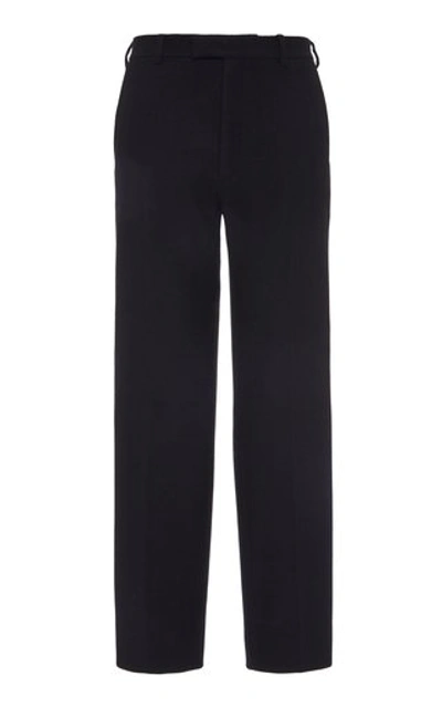 Shop Prada Straight-leg Wool Pants In Black