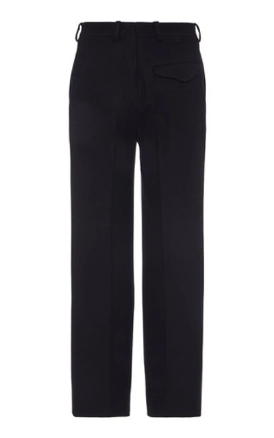 Shop Prada Straight-leg Wool Pants In Black