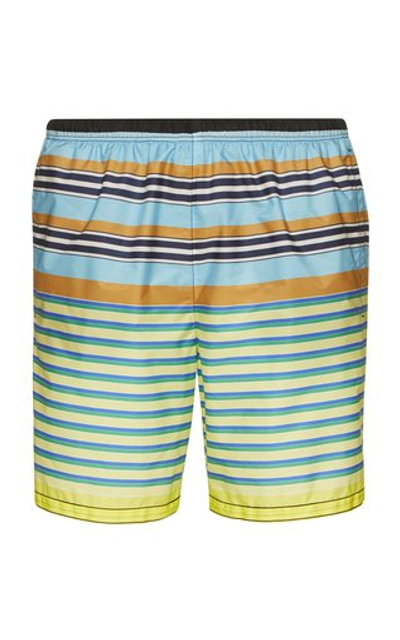 Shop Prada Multicolored Nylon Striped Swim Trunks