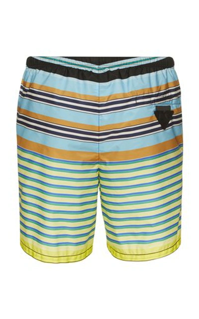 Shop Prada Multicolored Nylon Striped Swim Trunks