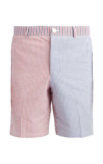 Shop Thom Browne Printed Cotton Seersucker Shorts In Multi