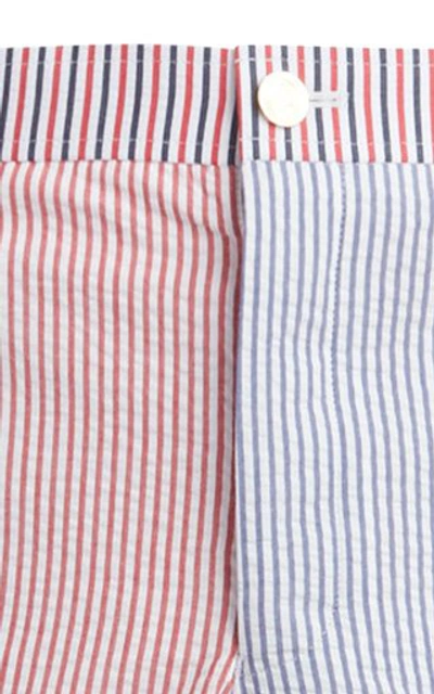 Shop Thom Browne Printed Cotton Seersucker Shorts In Multi