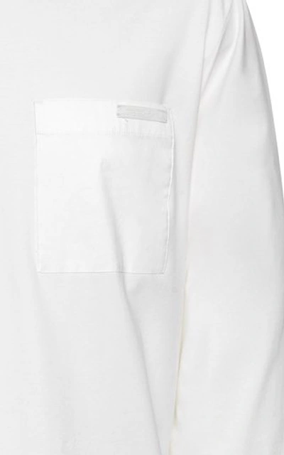Shop Prada Poplin-trimmed Cotton-jersey T-shirt In White