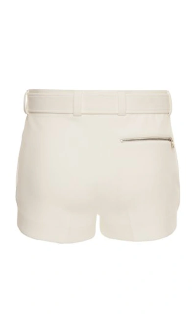 Shop Prada Belted Jersey Logo Shorts In White