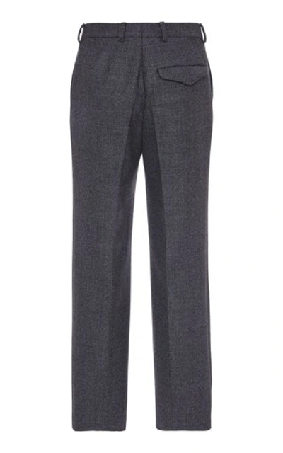 Shop Prada Checked Wool Straight-leg Pants In Grey