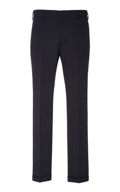Shop Prada Slim-fit Stretch Cotton-blend Pants In Navy