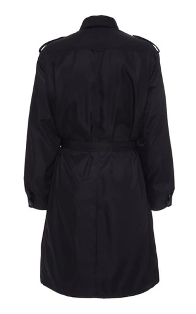 Shop Prada Belted Shell Coat In Black