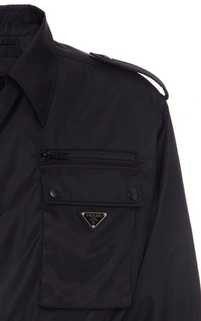 Shop Prada Belted Shell Coat In Black