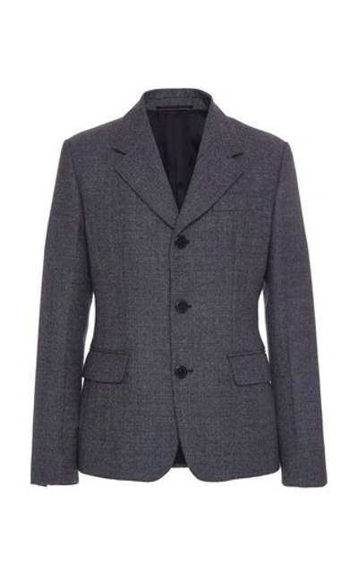 Shop Prada Single Breasted Checked Sportcoat In Grey