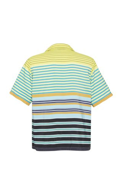 Shop Prada Striped Camp Collar Shirt