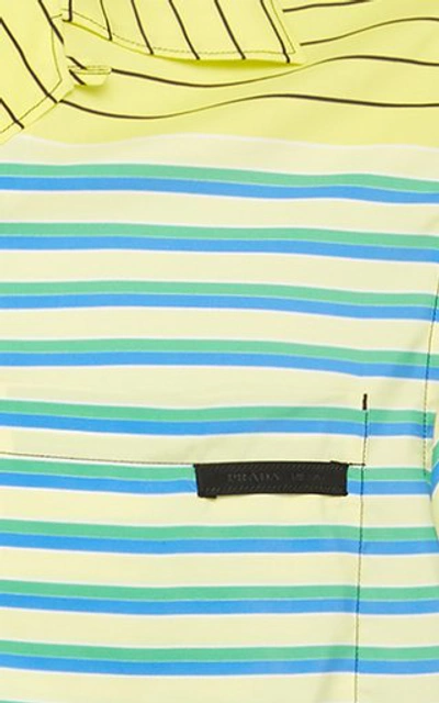 Shop Prada Striped Camp Collar Shirt