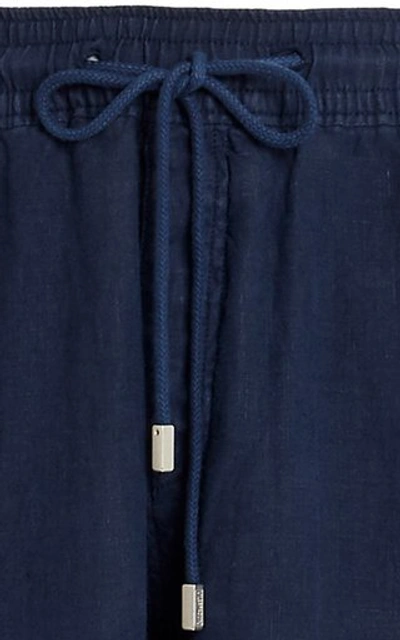 Shop Vilebrequin Pacha Linen Wide-leg Pants In Navy