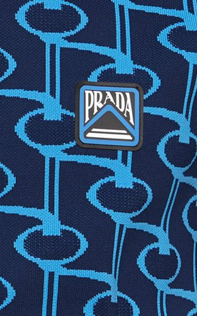 Shop Prada Jacquard Zip-up Jacket In Blue
