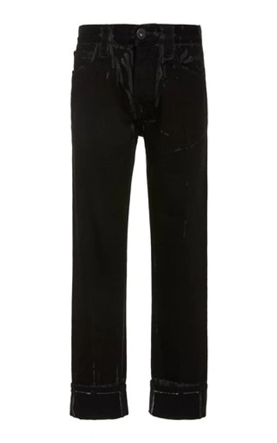 Shop Prada Overdyed Jeans In Black