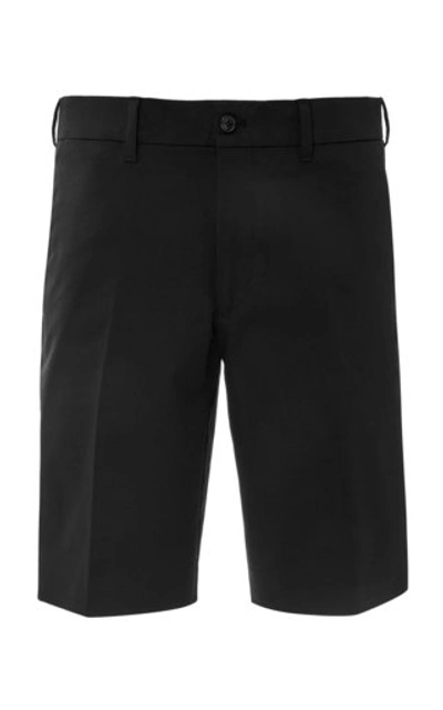 Shop Prada Cotton-gabardine Shorts In Black