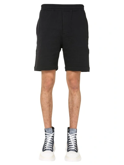 Shop Alexander Mcqueen Skull Embroidered Track Shorts In Black