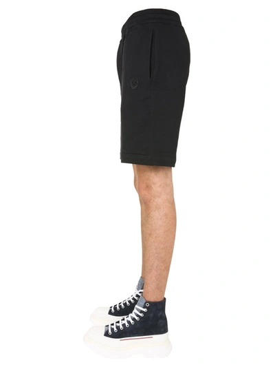 Shop Alexander Mcqueen Skull Embroidered Track Shorts In Black